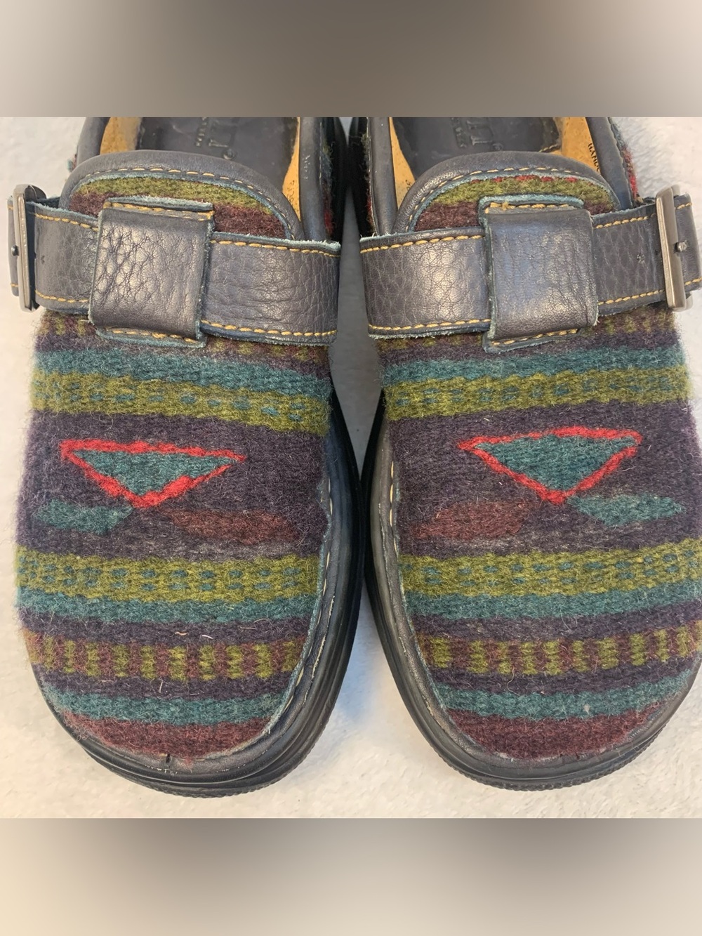Born Navajo Aztec Wool-Pattern Slip-On Loafers with Leather Trim Size 6 - Picture 2 of 14